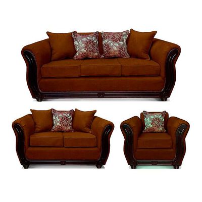 Juego de Living Elegant Detail Girona Sof&aacute; 3 Cuerpos + Sof&aacute; 2 Cuerpos + Sill&oacute;n 1 Cuerpo Caf&eacute;