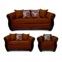 Juego de Living Elegant Detail Girona Sofá 3 Cuerpos + Sofá 2 Cuerpos + Sillón 1 Cuerpo Café