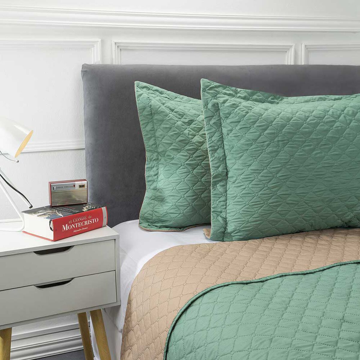 Cubrecama Bicolor Casanova 2 Plazas Verde
