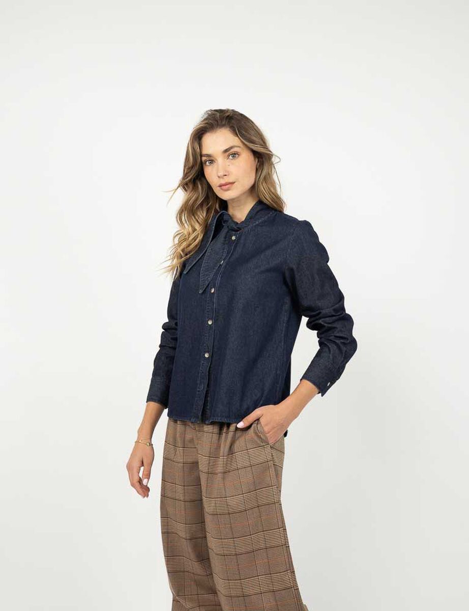 Blusa Denim Manga Larga Mujer Zibel