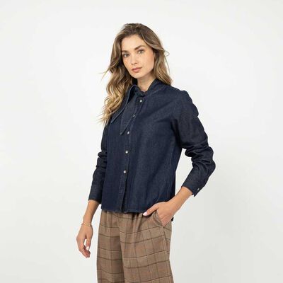 Blusa Denim Manga Larga Mujer Zibel