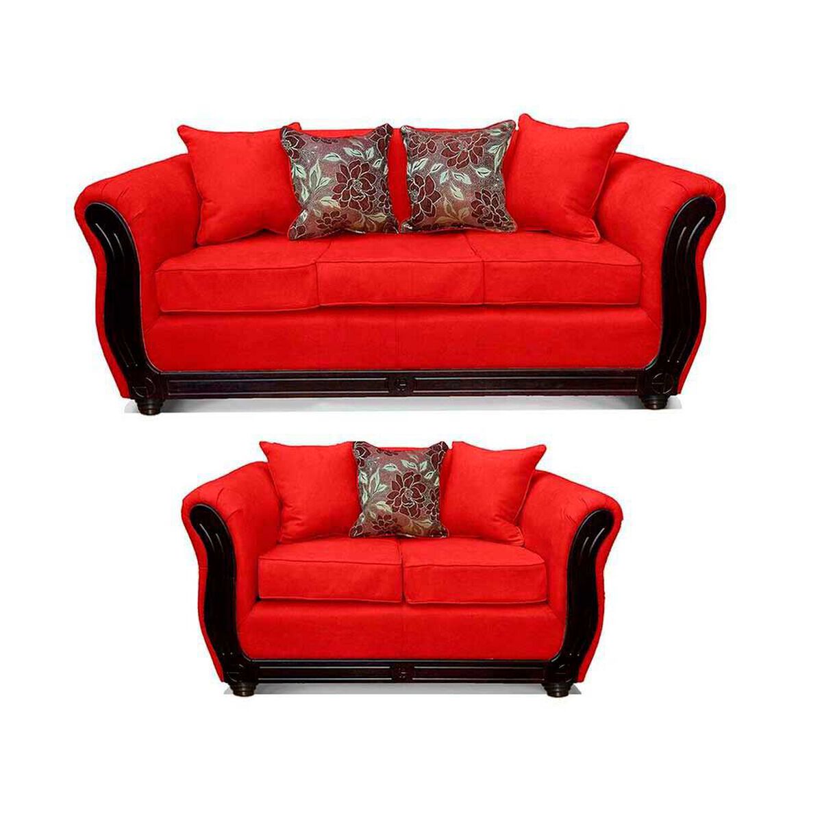 Juego de Living Elegant Detail Girona Sof&aacute; 3 Cuerpos + Sof&aacute; 2 Cuerpos Rojo