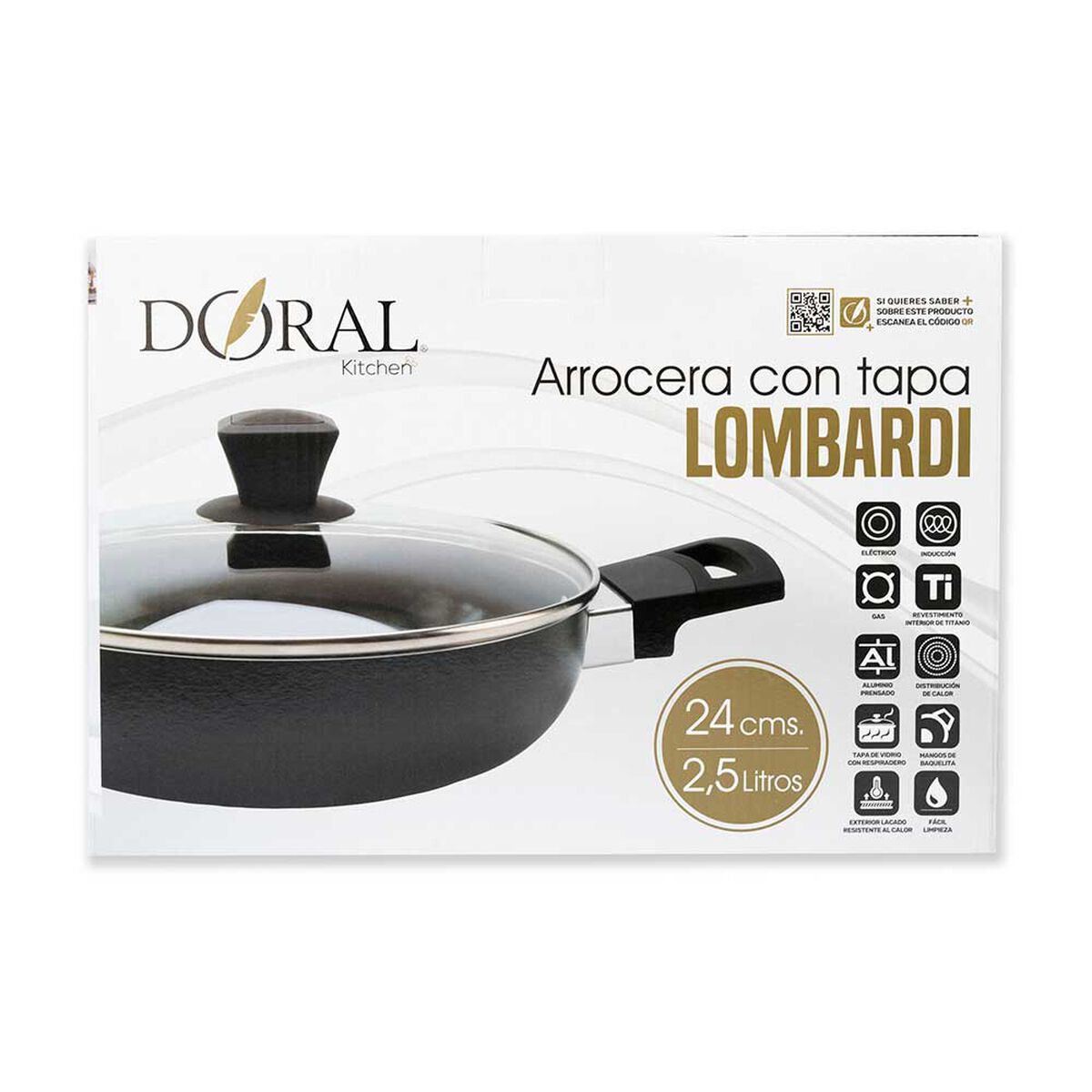 Arrocera Doral Lombardi C/Tapa 24 cm Negra