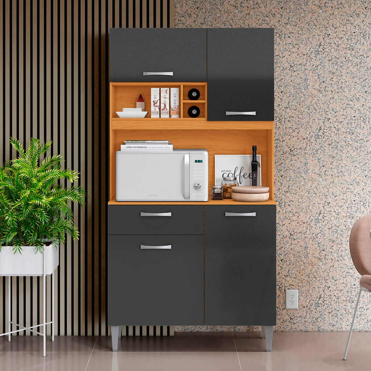 Kit de Cocina Onessta Malva 1 Caj&oacute;n 4 Puertas Cinamomo Grafito