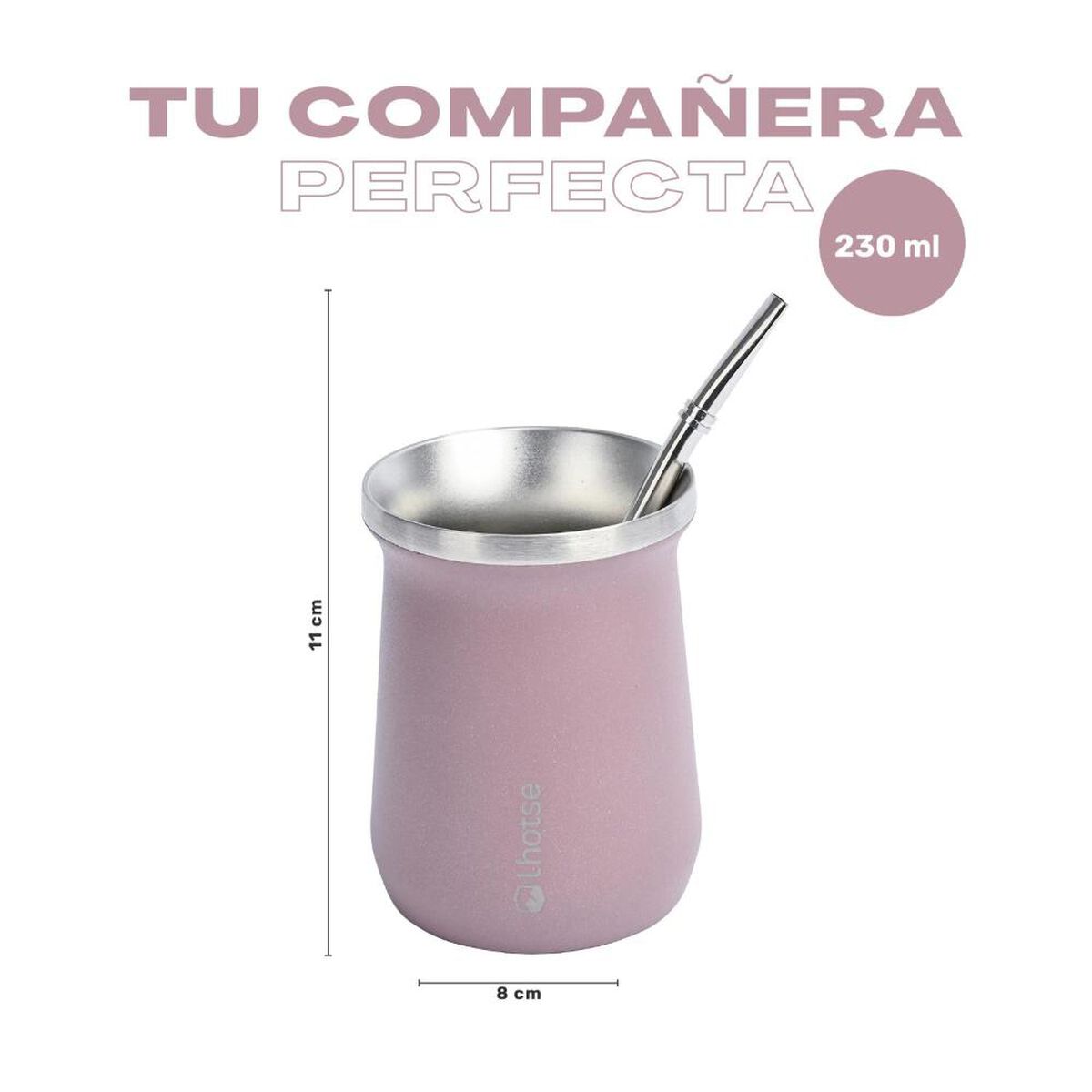 Mate Acero Inoxidable con Bombilla Lhotse Rosado