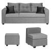 Juego de Living Diseño A&M Home Antonella Sofá 3 Cuerpos + Butaca 1 Cuerpo + Pouf 1 Cuerpo  Gris