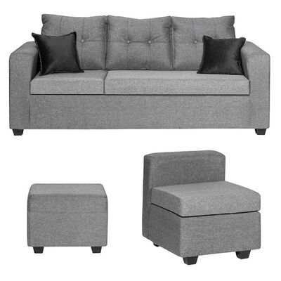 Juego de Living Diseño A&M Home Antonella Sofá 3 Cuerpos + Butaca 1 Cuerpo + Pouf 1 Cuerpo  Gris