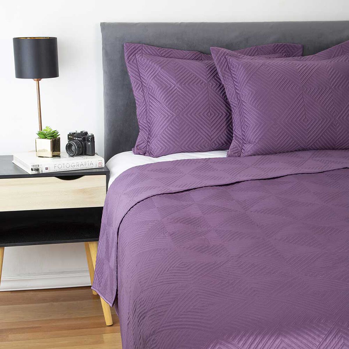 Cubrecama Satín Zibel 2 Plazas Liso Mora