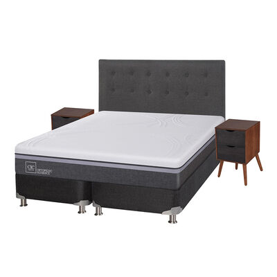 Imagen 2 del producto Box Spring CIC 2 plazas Ortopedic Advance + Respaldo + velador Eufrates