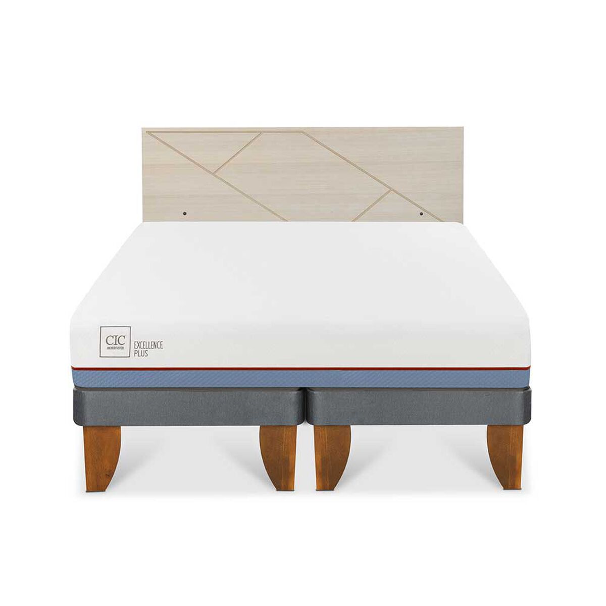 Cama Europea CIC Base Dividida 2 Plazas Excellence Plus + Respaldo Villarrica Alpino