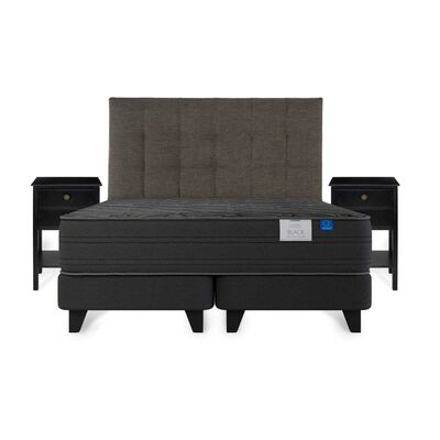 Imagen 2 del producto Cama Europea Flex Base Dividida Súper King Black + Respaldo Design Grafito + 2 Veladores Rover