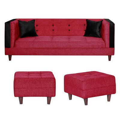 Juego de Living Diseño A&M Home Santa Monica Sofá 3 Cuerpos + 2 Pouf 1 Cuerpo  Burdeo