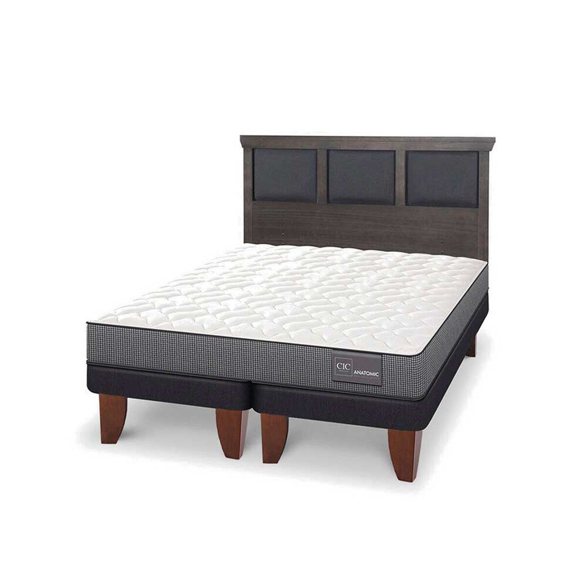 Cama Europea CIC Base Dividida 2 Plazas Anatomic + Respaldo Torino