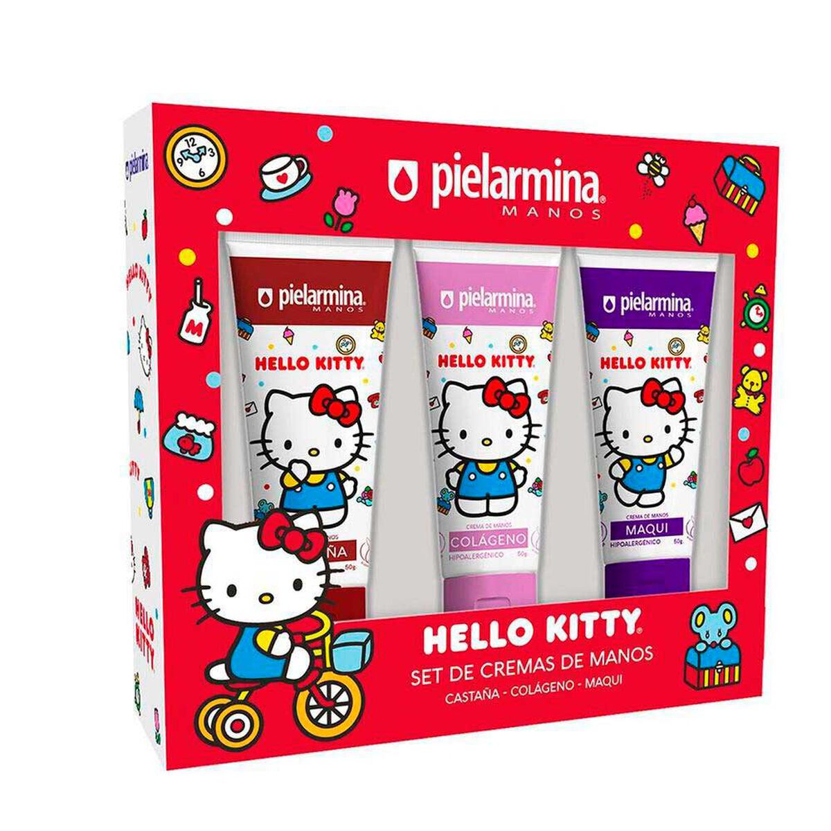 Set de Cremas de Manos Hello Kitty Casta&ntilde;a, Col&aacute;geno, Maqui