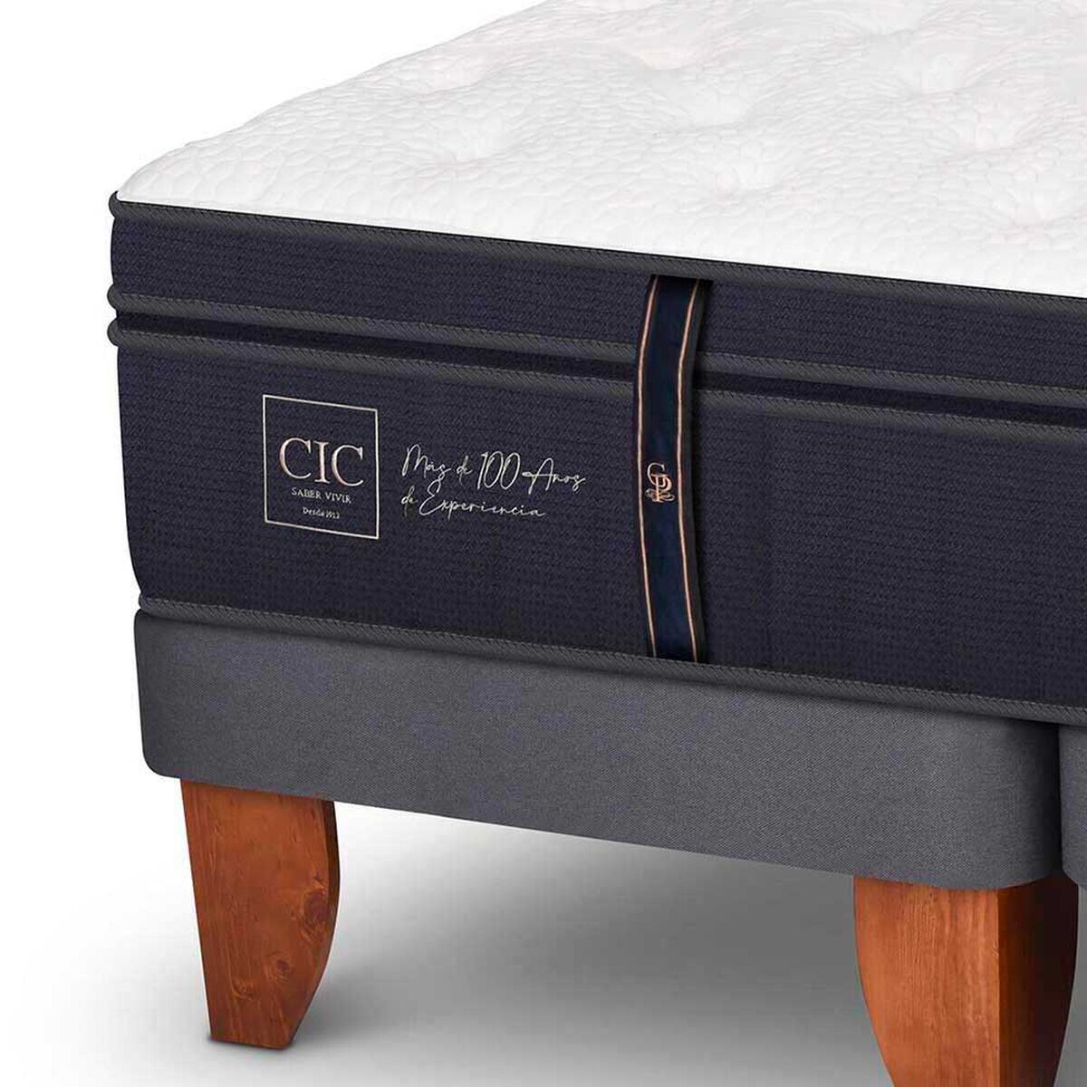 Cama Europea CIC Base Dividida 2 Plazas Grand Premium + Respaldo + Veladores