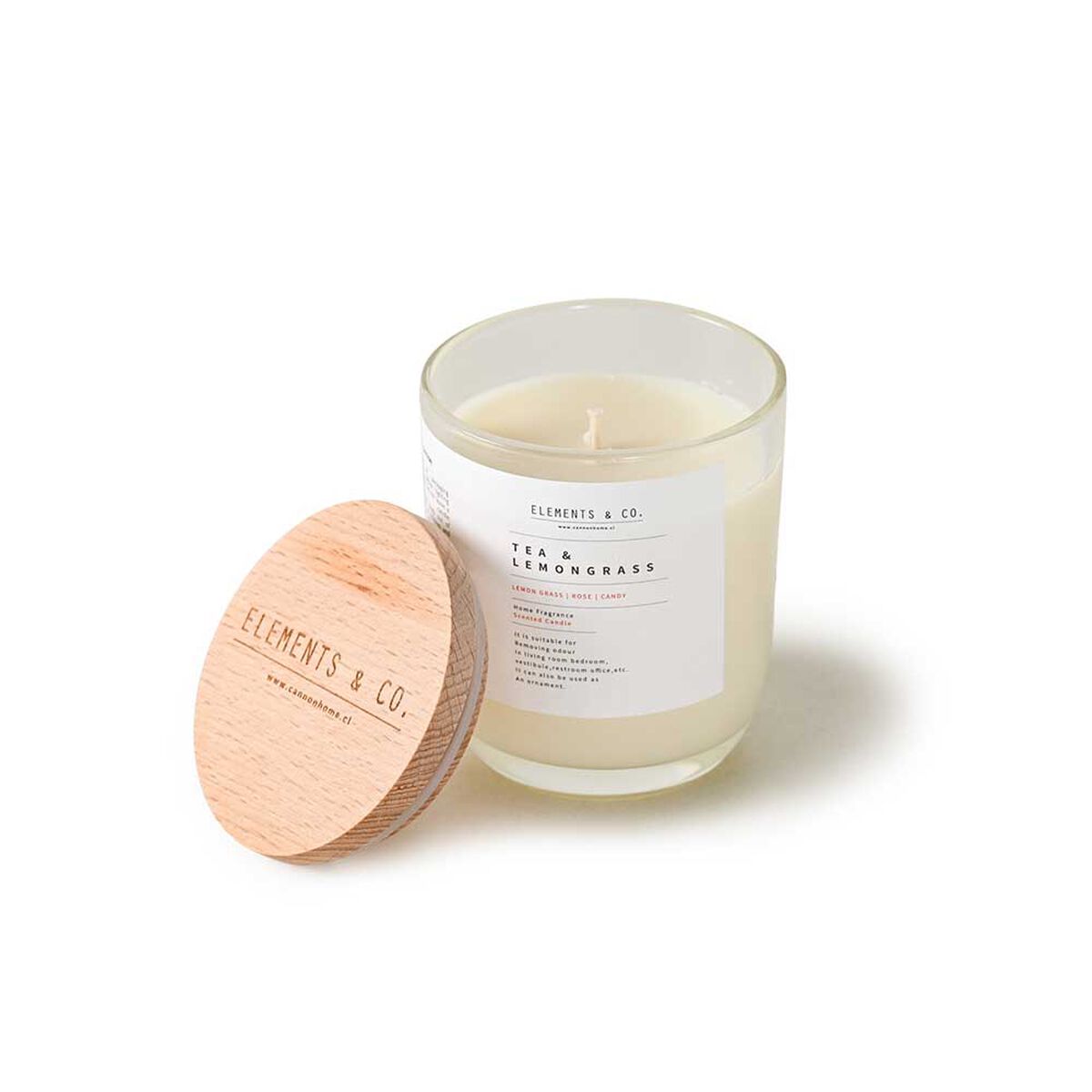 Vela Aromática Elements & Co Candle Glass Tea Lemongrass