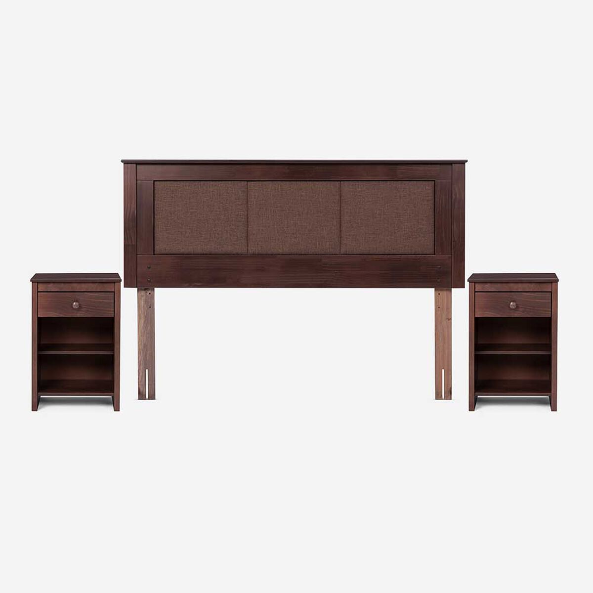 Cama Europea Rosen 2 Plazas New Style 4 Plus + Respaldo + 2 Veladores Rachel