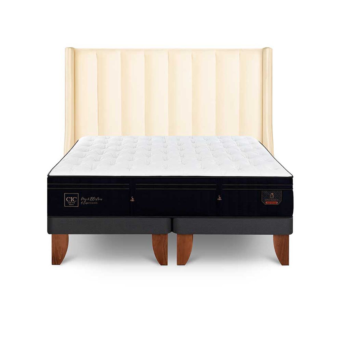 Cama Europea CIC Base Dividida 2 Plazas S&uacute;per Permium + Respaldo Panaro