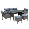 Juego de Living para Terraza Casanova Ikat Sofá 3 Cuerpos + Dos Sillones 1 Cuerpo + Dos Pouf + Mesa Grey