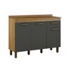 Mueble de Cocina Base Vekkahome Sao Luis 1 Cajón 3 Puertas Gris