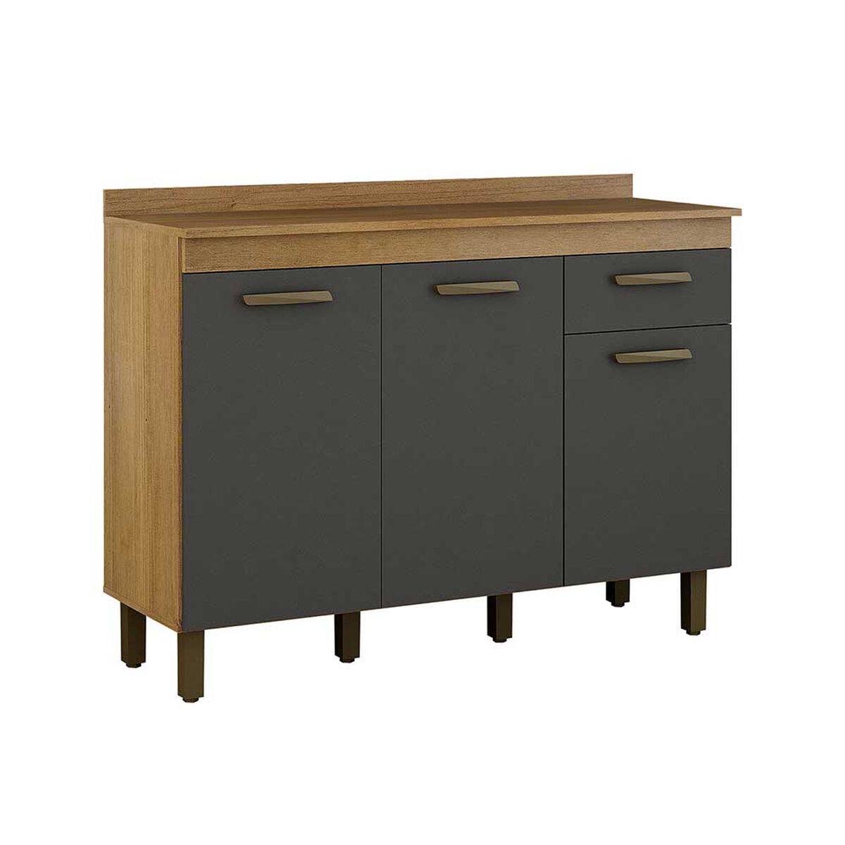 Mueble de Cocina Base Vekkahome Sao Luis 1 Cajón 3 Puertas Gris