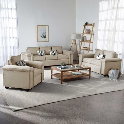 Juegos de Living Mons Sicilia Sofá 3 Cuerpos + Sofá 2 Cuerpos + Sillón 1 Cuerpo Beige