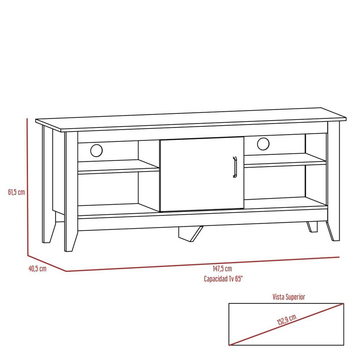 Rack TV Hasta 65" + Mesa de Centro TuHome Essential Wengue