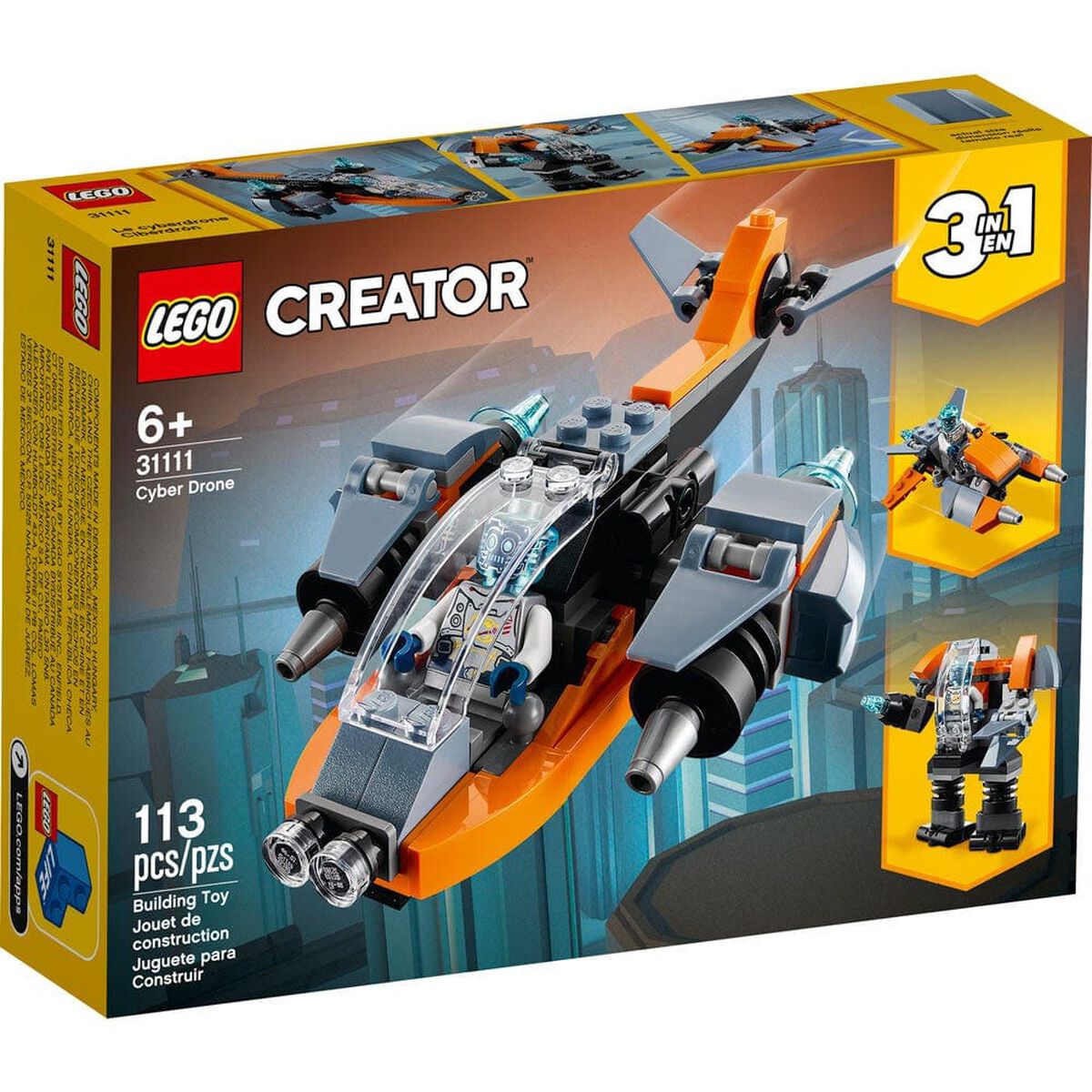 Bloques Creator 3 en 1 Ciberdrón 113 Piezas Lego