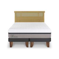 Cama Europea CIC Base Dividida King Balance + Respaldo Dublin Mostaza