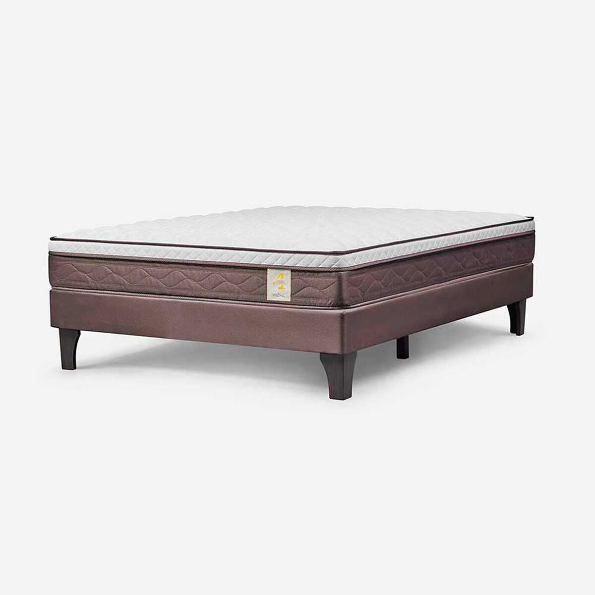 Combo Cama Europea Rosen 2 Plazas New Style 4 Plus + Respaldo + 2 Veladores CIC Genova + Pack Almohadas Celta Imperial Soft