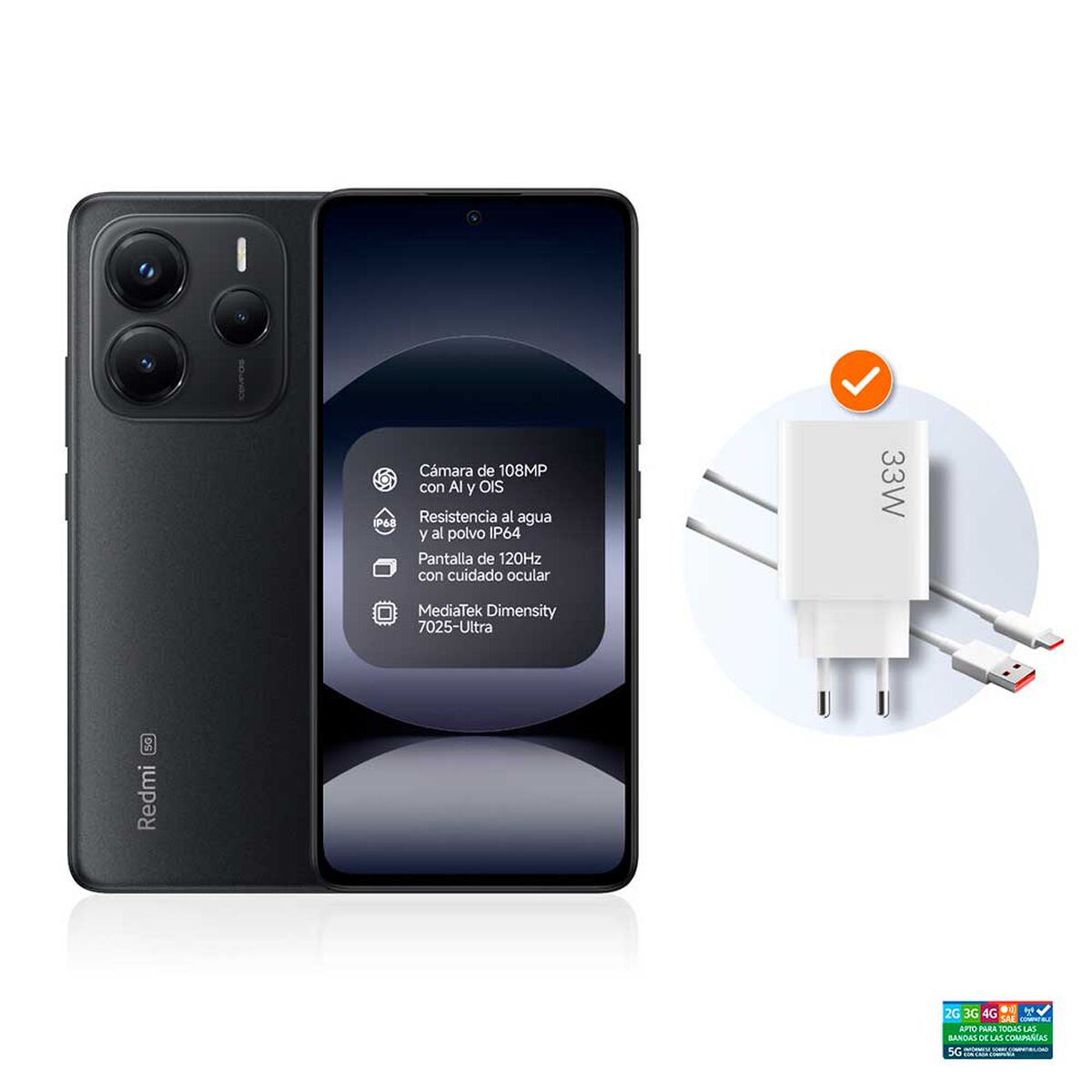Celular Xiaomi Redmi Note 14 5G 256GB 6,67" Negro Liberado