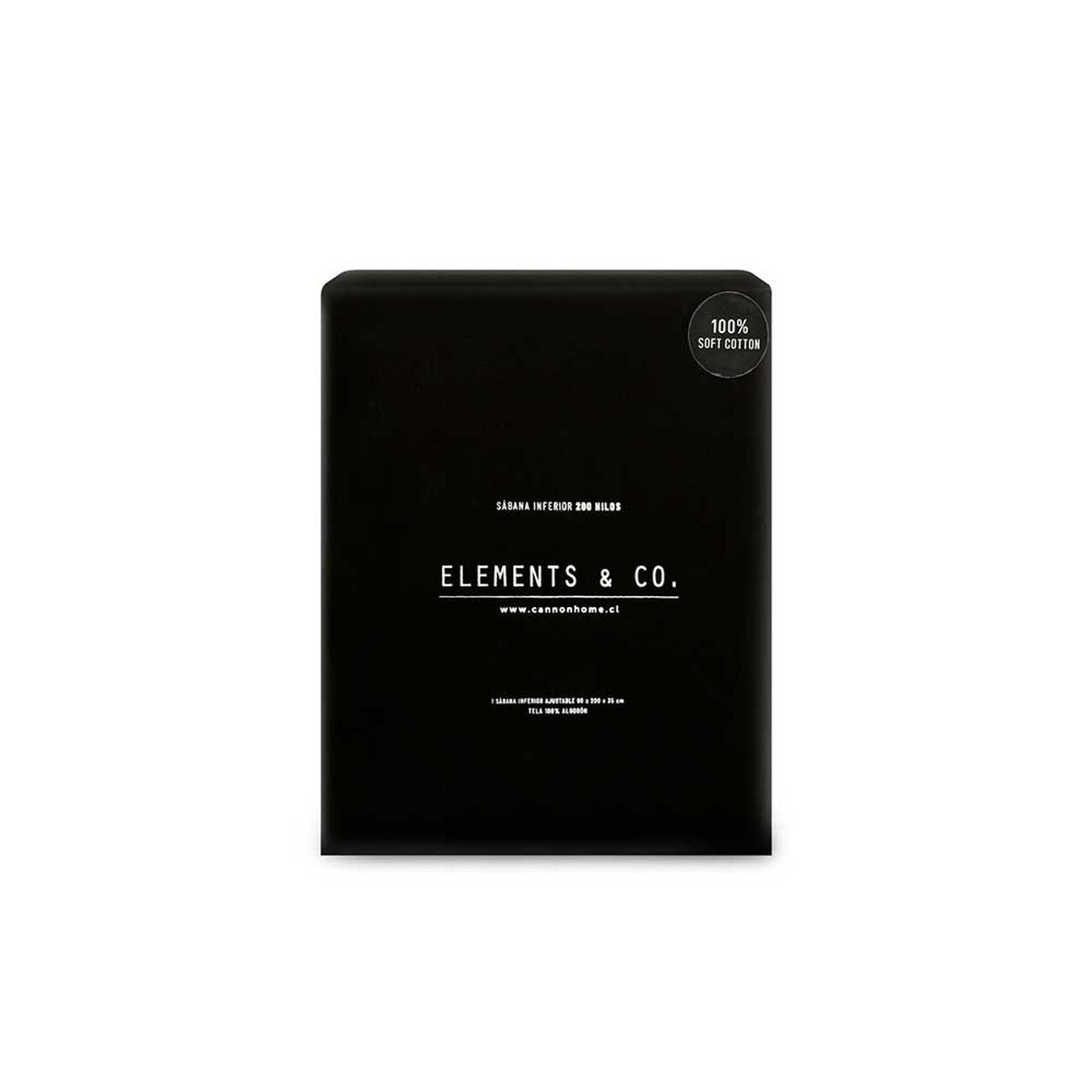Sábana Inferior Elements & Co 200 Hilos 2 Plazas Liso Negro