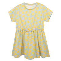 Vestido Niña Chess celeste, naranjo