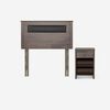 Cama Europea Rosen 1 Plaza New Style 6 + Respaldo Ferrera Gris + Velador