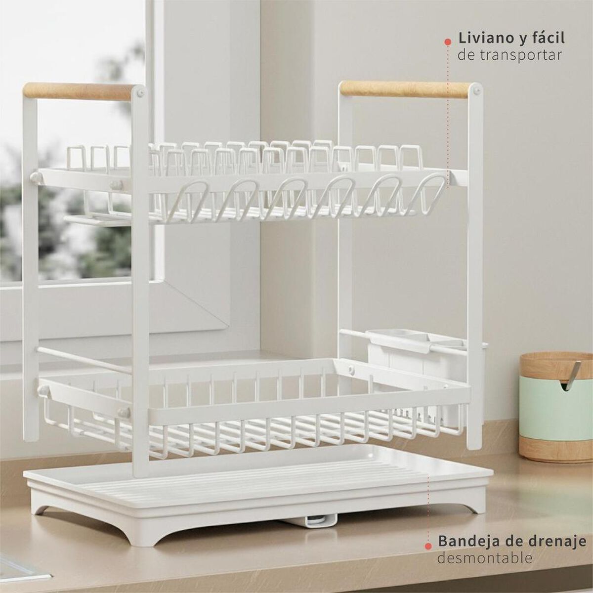 Secaplatos Escurridor Simplit Acero Inox Valencia 2 Niveles Blanco