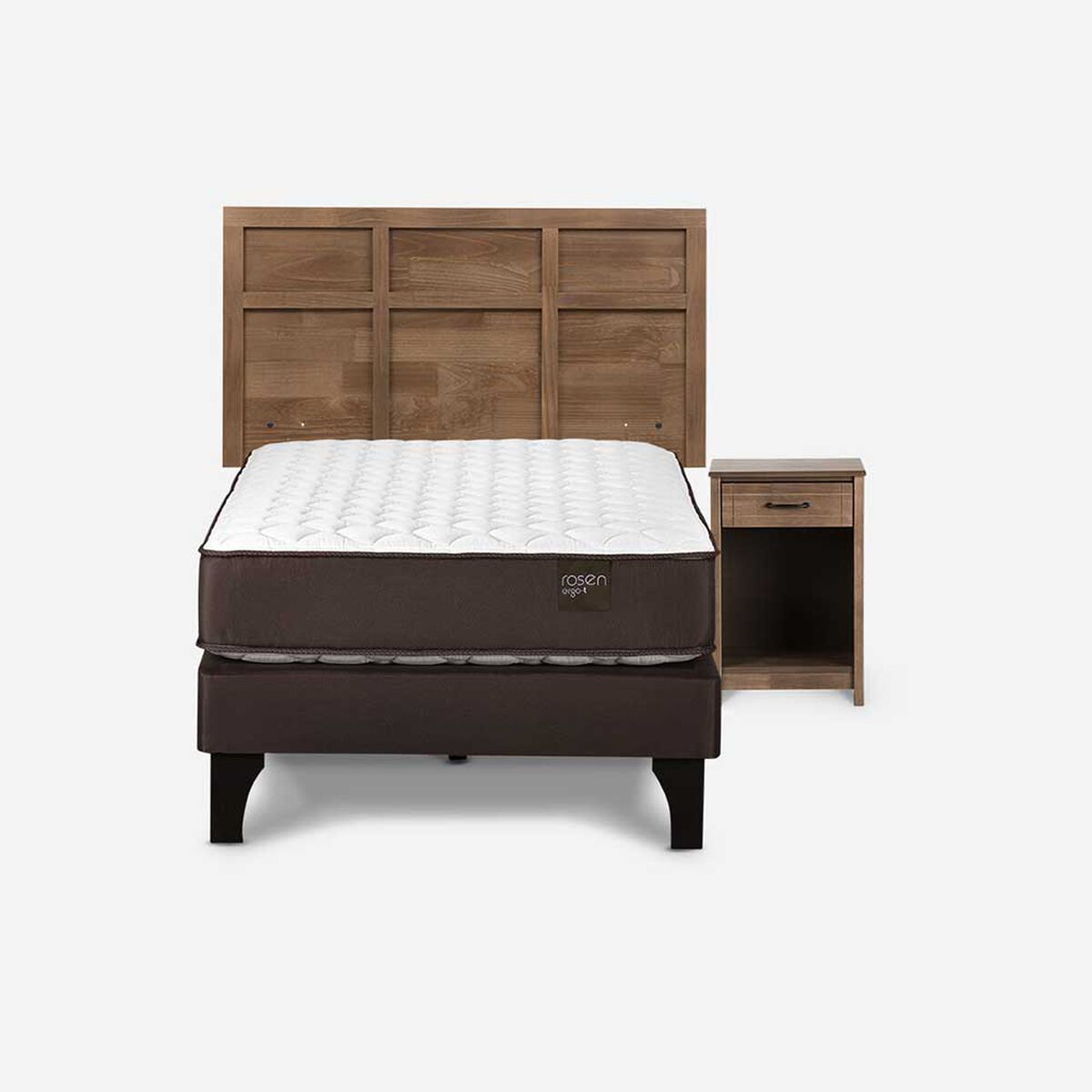 Cama Europea Rosen 1 Plaza Ergo T + Respaldo + Velador