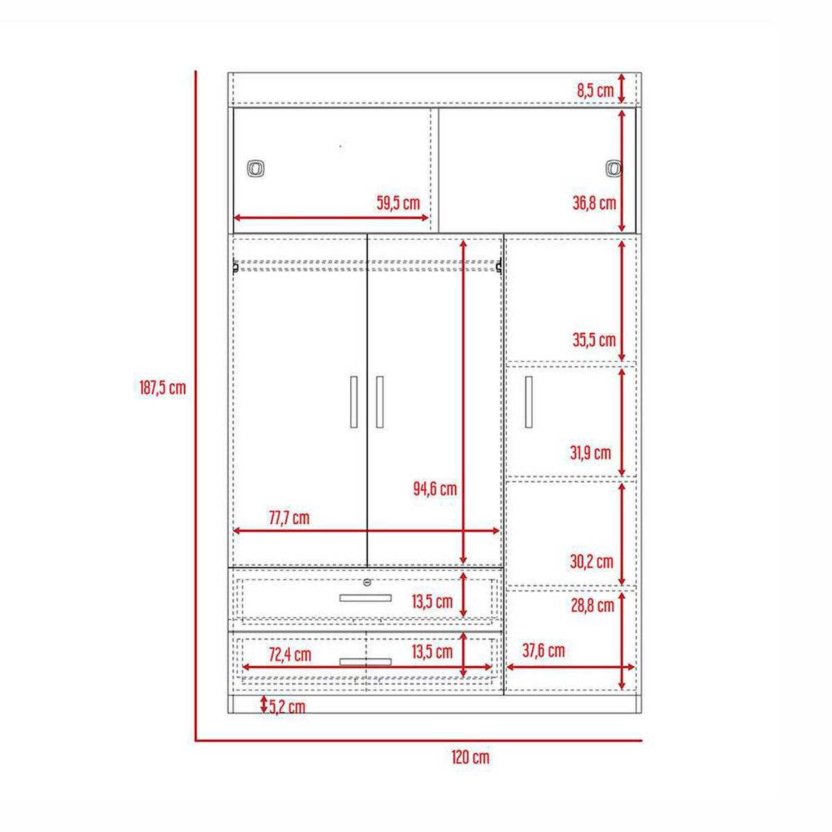 Cl&oacute;set TuHome Manila Z-120 5 Puertas