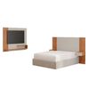 Respaldo 2 Plazas + 2 Veladores Decocasa Dunas Café + Panel TV Dunas