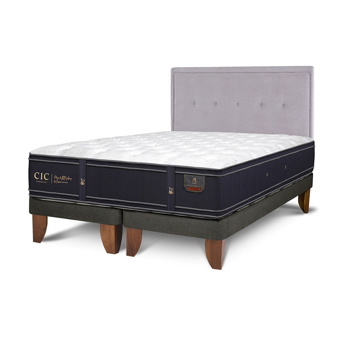 Cama Europea CIC Base Dividida 2 Plazas Gran Premium + Respaldo Ganges