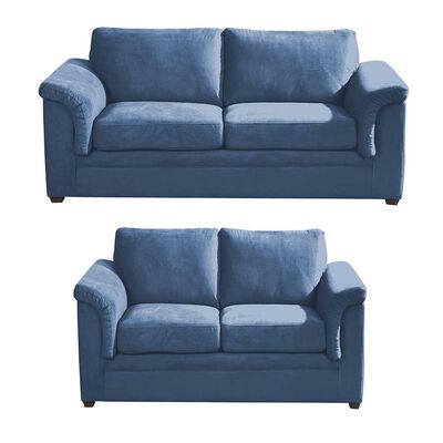 Juego de Living Latam Home Ancona 3 Cuerpos + Sofá 2 Cuerpos Azul Petróleo