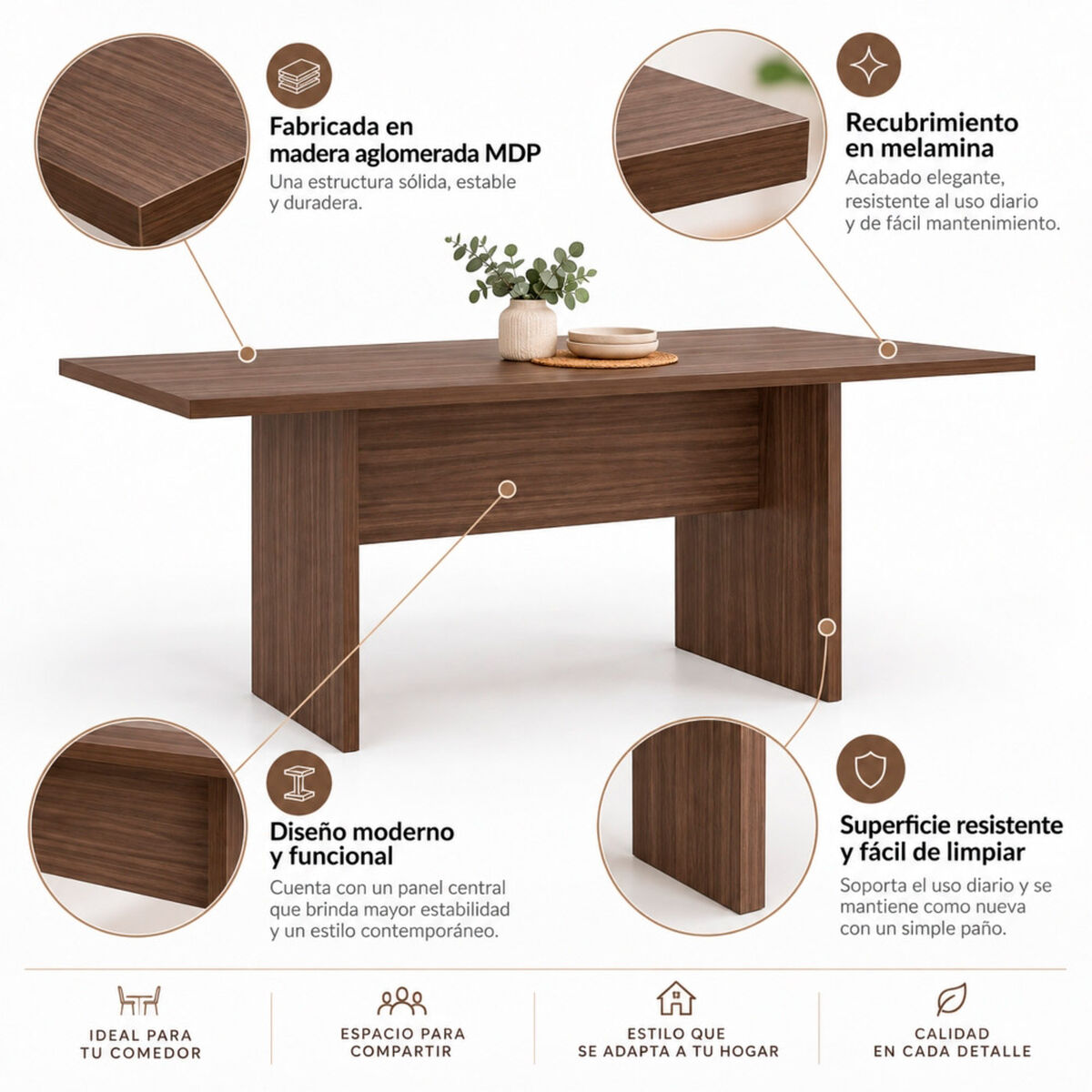 Mesa de Comedor Tuhome Beijing Avellana