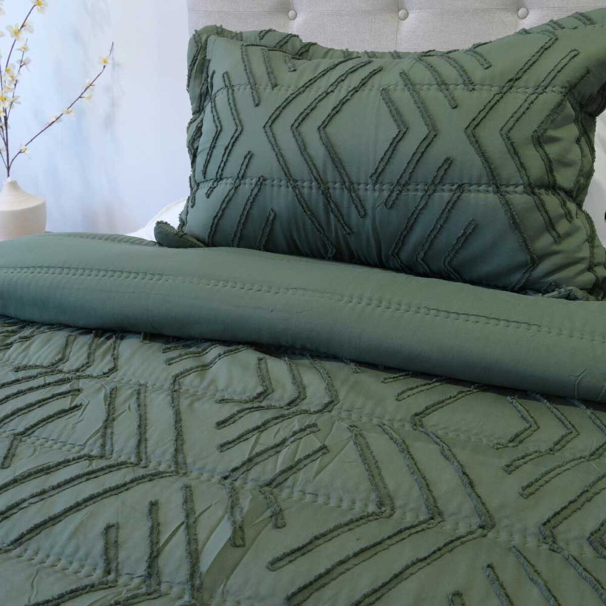 Plum&oacute;n Doral 1.5 Plazas Touch Nebula Liso Verde