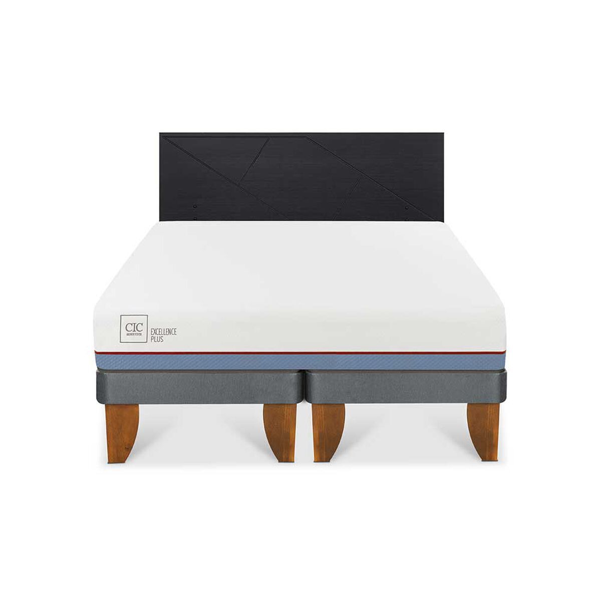 Cama Europea CIC Base Dividida 2 Plazas Excellence Plus + Respaldo Villarrica Negro