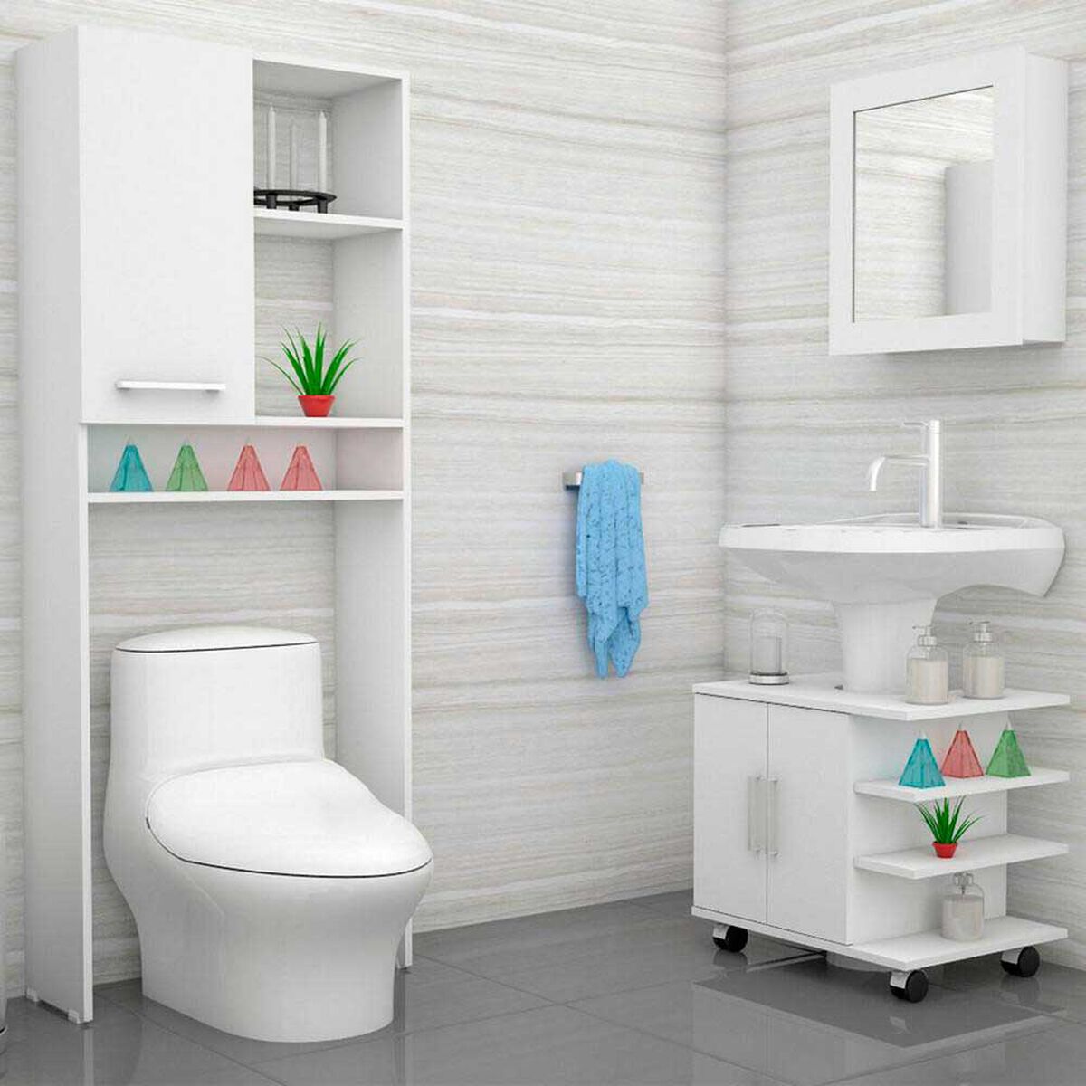 Mueble Lavamanos + Mueble Botiqu&iacute;n+Mueble Optimizador TuHome