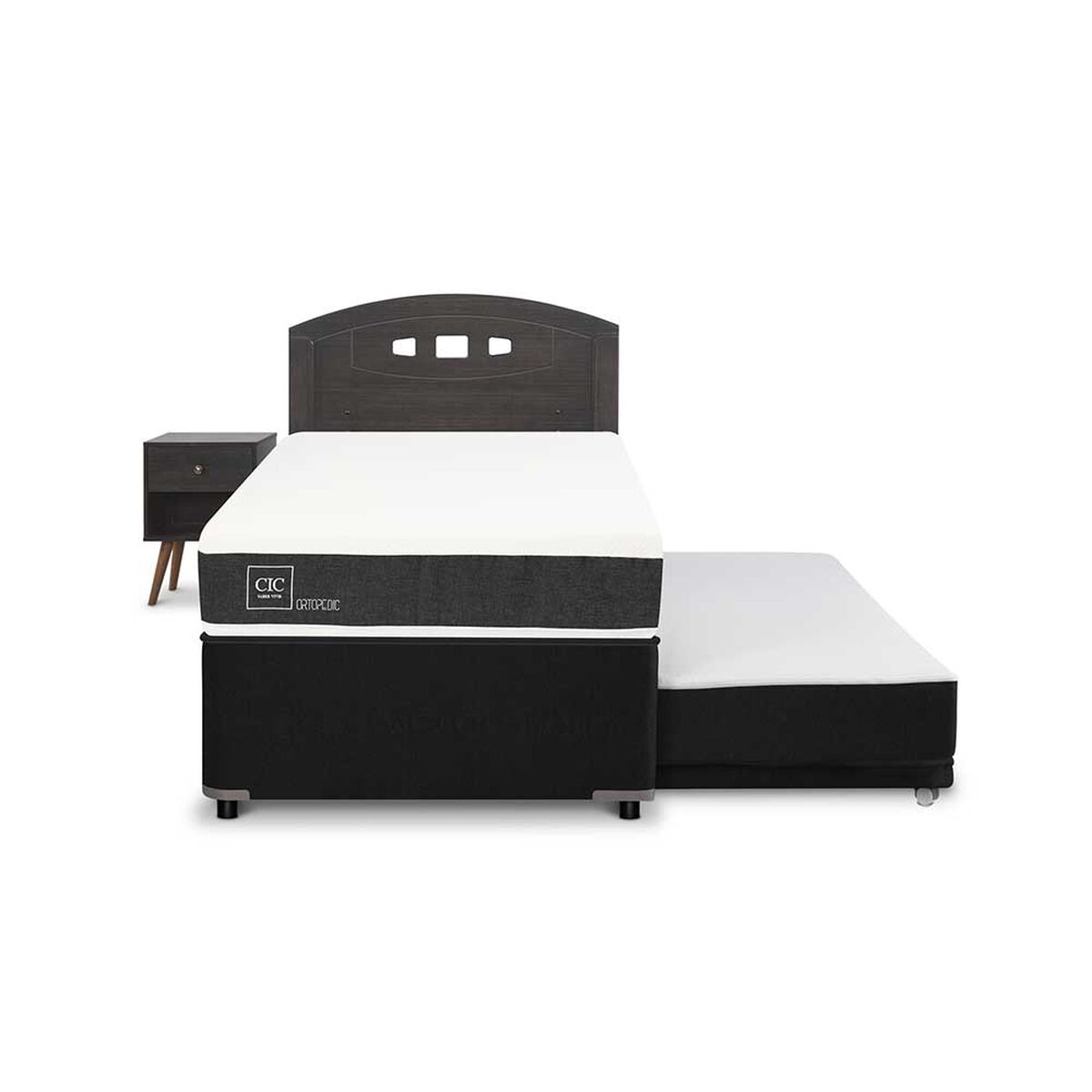 Cama Nido CIC 1,5 Plazas Ortopedic + Respaldo + Velador Gales