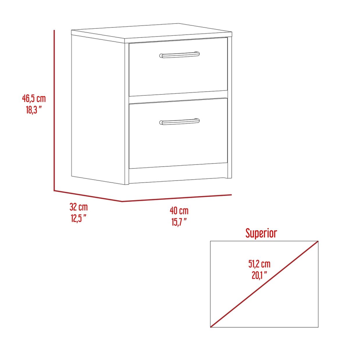 Velador TuHome Argento 2 Cajones Blanco