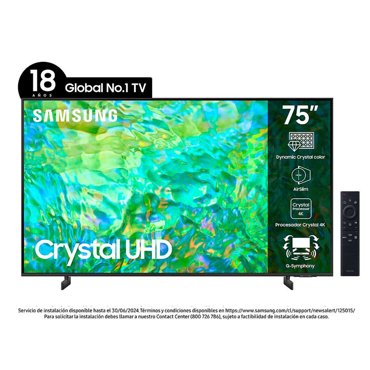 LED 75" Samsung Crystal Smart TV UHD 4K