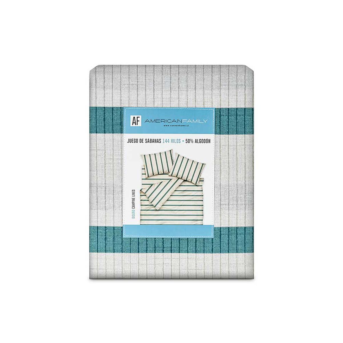Juego de S&aacute;banas American Family 1,5 Plazas Campine Lines 144 Hilos Beige