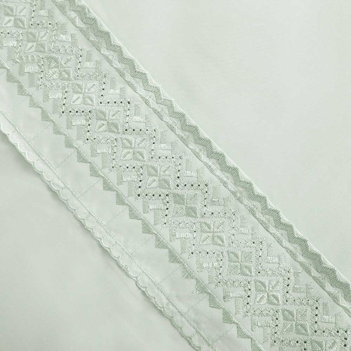 Juego de Sábanas Liso Plumetti 2 Plazas Broderie Verde