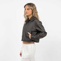 Chaqueta Ecocuero Mujer Icono Cafe